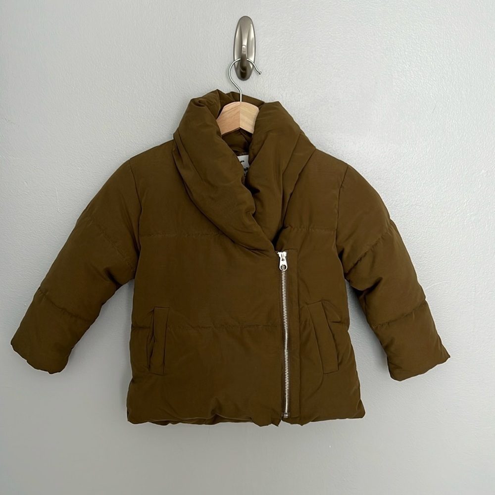 ZARA Girls Asymmetric Zip Oversized Puffer Jacket
